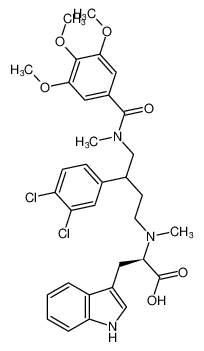 N-(3-(3,4-dichlorophenyl)-4-(3,4,5-trimethoxy-N-methylbenzamido)butyl)-N-methyl-D-tryptophan