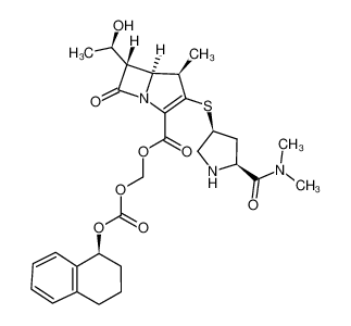 1450666-37-1 (S)-tetral-1-yloxycarbonyloxymethyl (1R,5S,6S)-2-{[(3S,5S)-5-(N,N-dimethylcarbamoyl)pyrrolidin-3-yl]thio}-6-[(1R)-1-hydroxyethyl]-1-methylcarbapen-2-em-3-carboxylate