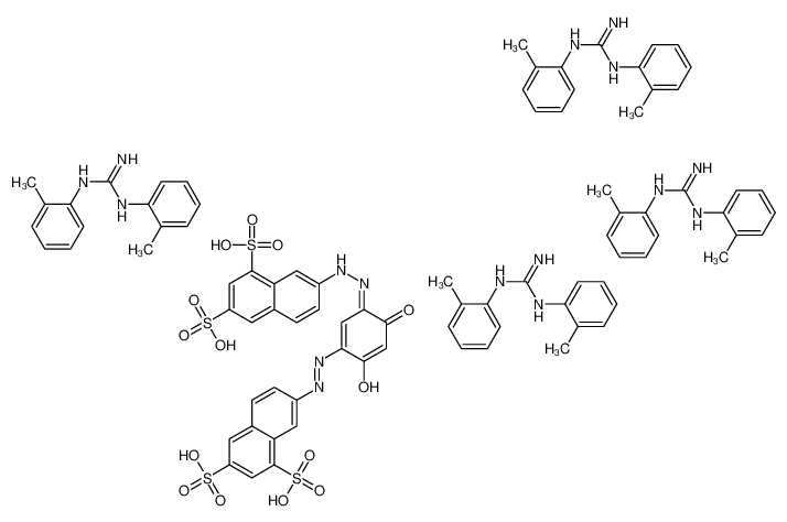 61813-86-3 7-[(2Z)-2-{3-[(E)-(6,8-Disulfo-2-naphthyl)diazenyl]-4-hydroxy-6-o xo-2,4-cyclohexadien-1-ylidene}hydrazino]-1,3-naphthalenedisulfon ic acid - 1,2-bis(2-methylphenyl)guanidine (1:4)