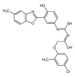 2-(4-Chloro-2-methylphenoxy)-N-{[4-hydroxy-3-(5-methyl-1,3-benzox azol-2-yl)phenyl]carbamothioyl}acetamide 593238-41-6