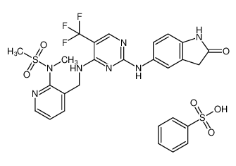 PF 562271 苯磺酸盐; N-甲基-N-[3-[[[2-[(2-氧代-2,3-二氢-1H-吲哚-5-基)氨基]-5-三氟甲基嘧啶-4-基]氨基]甲基]吡啶-2-基]甲磺酰胺苯磺酸盐