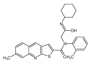 N-[2-(Cyclohexylamino)-2-oxoethyl]-7-methyl-N-(2-methylphenyl)thi eno[2,3-b]quinoline-2-carboxamide 606114-19-6