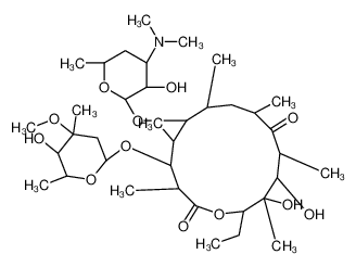 6-((4-(dimethylamino)-3-hydroxy-6-methyltetrahydro-2H-pyran-2-yl)oxy)-14-ethyl-12,13-dihydroxy-4-((5-hydroxy-4-methoxy-4,6-dimethyltetrahydro-2H-pyran-2-yl)oxy)-3,5,7,9,11,13-hexamethyloxacyclotetradecane-2,10-dione 135361-13-6