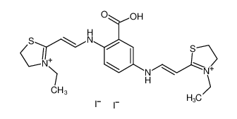 2,5-bis[2-(3-ethyl-4,5-dihydro-1,3-thiazol-3-ium-2-yl)ethenylamino]benzoic acid,diiodide 20328-87-4