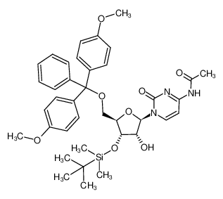 N-(1-((2R,3R,4S,5R)-5-((bis(4-methoxyphenyl)(phenyl)methoxy)methyl)-4-((tert-butyldimethylsilyl)oxy)-3-hydroxytetrahydrofuran-2-yl)-2-oxo-1,2-dihydropyrimidin-4-yl)acetamide 123956-65-0