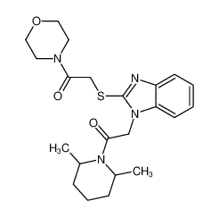 1-(2,6-Dimethyl-1-piperidinyl)-2-(2-{[2-(4-morpholinyl)-2-oxoethy l]sulfanyl}-1H-benzimidazol-1-yl)ethanone 606110-39-8