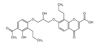 7-[3-(4-acetyl-3-hydroxy-2-propyl-phenoxy)-2-hydroxypropoxy]-4-oxo-8-propyl-4H-1-benzopyran-2-carboxylic acid. 40785-97-5