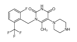 1-(2-fluoro-6-(trifluoromethyl)benzyl)-6-methyl-5-(piperazin-1-yl)pyrimidine-2,4(1H,3H)-dione 1308380-33-7