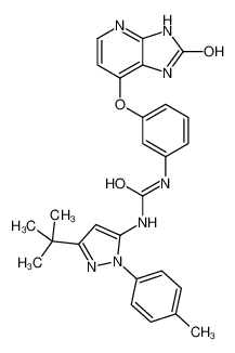 1-[5-tert-butyl-2-(4-methylphenyl)pyrazol-3-yl]-3-[3-[(2-oxo-1,3-dihydroimidazo[4,5-b]pyridin-7-yl)oxy]phenyl]urea 956488-03-2