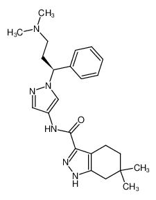 N-(1-((1S)-3-(dimethylamino)-1-phenylpropyl)-1H-pyrazol-4-yl)-6,6-dimethyl-4,5,6,7-tetrahydro-1H-indazole-3-carboxamide 1557232-32-2