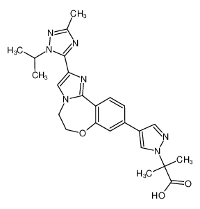 2-(4-(2-(1-isopropyl-3-methyl-1H-1,2,4-triazol-5-yl)-5,6-dihydrobenzo[f]imidazo[1,2-d][1,4]oxazepin-9-yl)-1H-pyrazol-1-yl)-2-methylpropanoic acid