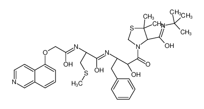 (4R)-N-tert-butyl-3-[(2S,3S)-2-hydroxy-3-[[(2R)-2-[(2-isoquinolin-5-yloxyacetyl)amino]-3-methylsulfanylpropanoyl]amino]-4-phenylbutanoyl]-5,5-dimethyl-1,3-thiazolidine-4-carboxamide 147384-69-8