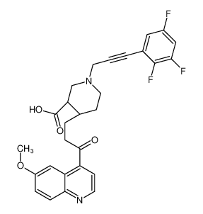 (3R,4R)-4-[3-(6-methoxyquinolin-4-yl)-3-oxopropyl]-1-[3-(2,3,5-trifluorophenyl)prop-2-ynyl]piperidine-3-carboxylic acid