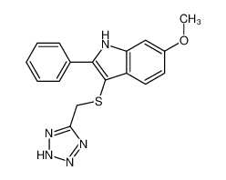 6-methoxy-2-phenyl-3-(2H-tetrazol-5-ylmethylsulfanyl)-1H-indole 66354-98-1