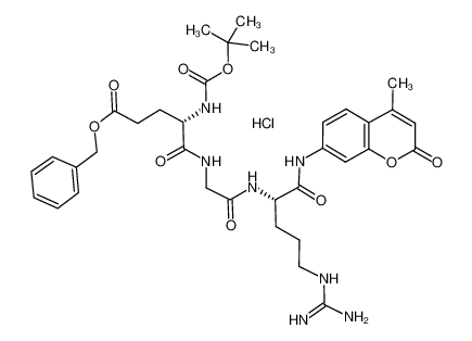 benzyl 5-[[2-[[5-(diaminomethylideneamino)-1-[(4-methyl-2-oxochromen-7-yl)amino]-1-oxopentan-2-yl]amino]-2-oxoethyl]amino]-4-[(2-methylpropan-2-yl)oxycarbonylamino]-5-oxopentanoate,hydrochloride 133448-22-3