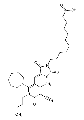 7065-21-6 11-[5-[[2-(azepan-1-yl)-1-butyl-5-cyano-4-methyl-6-oxopyridin-3-yl]methylidene]-4-oxo-2-sulfanylidene-1,3-thiazolidin-3-yl]undecanoic acid