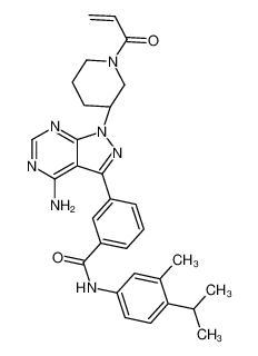 3-{1-[(3R)-1-Acryloyl-3-piperidinyl]-4-amino-1H-pyrazolo[3,4-d]py rimidin-3-yl}-N-(4-isopropyl-3-methylphenyl)benzamide 1407966-77-1