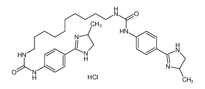 1-[4-(5-methyl-4,5-dihydro-1H-imidazol-2-yl)phenyl]-3-[10-[[4-(5-methyl-4,5-dihydro-1H-imidazol-2-yl)phenyl]carbamoylamino]decyl]urea,hydrochloride 5726-66-9