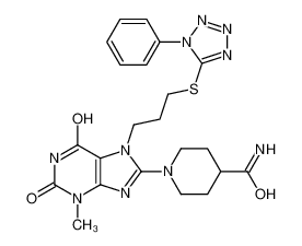 1-(3-Methyl-2,6-dioxo-7-{3-[(1-phenyl-1H-tetrazol-5-yl)sulfanyl]p ropyl}-2,3,6,7-tetrahydro-1H-purin-8-yl)-4-piperidinecarboxamide