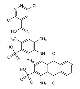 1-amino-4-[3-[(3,6-dichloropyridazine-4-carbonyl)amino]-2,4,6-trimethyl-5-sulfoanilino]-9,10-dioxoanthracene-2-sulfonic acid 67846-54-2