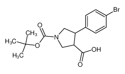 4-(4-bromophenyl)-1-[(2-methylpropan-2-yl)oxycarbonyl]pyrrolidine-3-carboxylic acid 939757-97-8