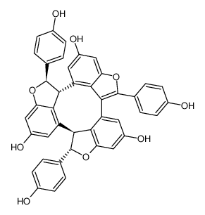 (2S,2aS,7R,7aR)-2,7,12-Tris(4-hydroxyphenyl)-2,2a,7,7a-tetrahydro bis[1]benzofuro[3',4':4,5,6,3'',4'':7,8,9]cyclonona[1,2,3-cd][1]b enzofuran-4,9,14-triol 354553-35-8
