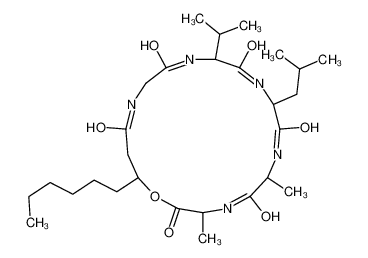 19-hexyl-3,6-dimethyl-9-(2-methylpropyl)-12-propan-2-yl-1-oxa-4,7,10,13,16-pentazacyclononadecane-2,5,8,11,14,17-hexone 80111-96-2