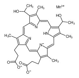 3-[18-(2-carboxylatoethyl)-8,13-bis(1-hydroxyethyl)-3,7,12,17-tetramethylporphyrin-21,24-diid-2-yl]propanoate,hydron,manganese(3+)