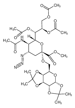 163860-80-8 (1S,2R)-1-((2R,3R,4S,6R)-3-acetamido-4-azido-6-(methoxycarbonyl)-6-(((3aR,5R,5aS,8aS,8bR)-2,2,7,7-tetramethyltetrahydro-5H-bis([1,3]dioxolo)[4,5-b:4',5'-d]pyran-5-yl)methoxy)tetrahydro-2H-pyran-2-yl)propane-1,2,3-triyl triacetate