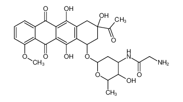 N-[6-[(3-acetyl-3,5,12-trihydroxy-10-methoxy-6,11-dioxo-2,4-dihydro-1H-tetracen-1-yl)oxy]-3-hydroxy-2-methyloxan-4-yl]-2-aminoacetamide,hydrochloride 59708-08-6