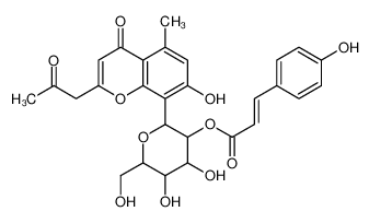 [4,5-dihydroxy-6-(hydroxymethyl)-2-[7-hydroxy-5-methyl-4-oxo-2-(2-oxopropyl)chromen-8-yl]oxan-3-yl] 3-(4-hydroxyphenyl)prop-2-enoate 74545-79-2