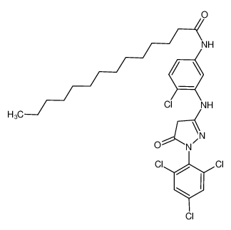 N-[4-chloro-3-[[5-oxo-1-(2,4,6-trichlorophenyl)-4H-pyrazol-3-yl]amino]phenyl]tetradecanamide 54636-84-9