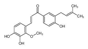 (E)-3-(3,4-dihydroxy-2-methoxyphenyl)-1-[4-hydroxy-3-(3-methylbut-2-enyl)phenyl]prop-2-en-1-one 144506-15-0