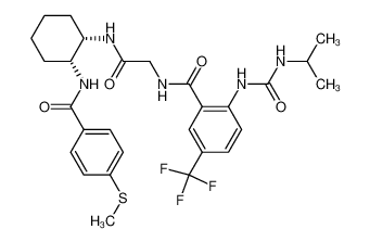 N-[2-[[(1R,2S)-2-[(4-methylsulfanylbenzoyl)amino]cyclohexyl]amino]-2-oxoethyl]-2-(propan-2-ylcarbamoylamino)-5-(trifluoromethyl)benzamide 445479-97-0