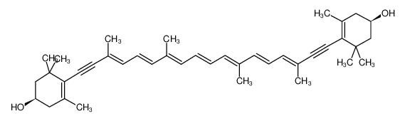 (1R)-4-[(3E,5E,7E,9E,11E,13E,15E)-18-[(4R)-4-hydroxy-2,6,6-trimethylcyclohexen-1-yl]-3,7,12,16-tetramethyloctadeca-3,5,7,9,11,13,15-heptaen-1,17-diynyl]-3,5,5-trimethylcyclohex-3-en-1-ol 28380-31-6