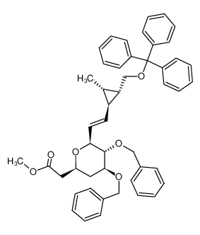 130799-09-6 spectrum, methyl (8E,10S,11S,12S)-2,3-di-O-benzyl-1,4-dideoxy-1β-<11-methyl-12-triphenylmethoxymethylcyclopropylethenyl>-D-glucoheptopyranuronate