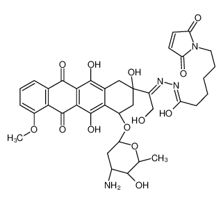 N-[(E)-[1-[(2S,4S)-4-[(2R,4S,5S,6S)-4-amino-5-hydroxy-6-methyloxan-2-yl]oxy-2,5,12-trihydroxy-7-methoxy-6,11-dioxo-3,4-dihydro-1H-tetracen-2-yl]-2-hydroxyethylidene]amino]-6-(2,5-dioxopyrrol-1-yl)hexanamide 1361644-26-9