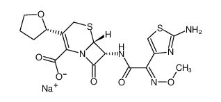 sodium (6R,7R)-7-[[2-(2-amino-1,3-thiazol-4-yl)-2-methoxyimino-acetyl] amino]-8-oxo-3-[(2S)-oxolan-2-yl]-5-thia-1-azabicyclo[4.2.0]oct-2-ene- 2-carboxylate 141195-77-9