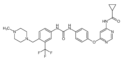 N-(6-(4-(3-(4-((4-methylpiperazin-1-yl)methyl)-3-(trifluoromethyl)phenyl) ureido) phenoxy)pyrimidin-4-yl)cyclopropanecarboxamide 1421227-52-2