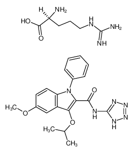 L-精氨酸与5-甲氧基-3-(1-甲基乙氧基)-1-苯基-N-1H-四唑-5-基-1H-吲哚-2-甲酰胺的化合物(1:1)