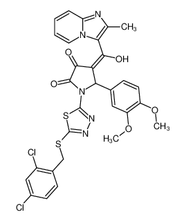 7067-60-9 1-[5-[(2,4-dichlorophenyl)methylsulfanyl]-1,3,4-thiadiazol-2-yl]-5-(3,4-dimethoxyphenyl)-4-[hydroxy-(2-methylimidazo[1,2-a]pyridin-3-yl)methylidene]pyrrolidine-2,3-dione