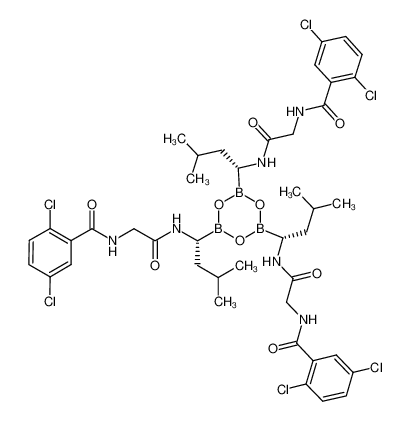 N,N',N"-[boroxin-2,4,6-triyltris[[(1R)-3-methylbutane-1,1-diyl]imino(2-oxoethane-2,1-diyl)] ]tris(2,5-dichlorobenzamide) 1201903-03-8