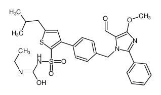 1-ethyl-3-[3-[4-[(5-formyl-4-methoxy-2-phenylimidazol-1-yl)methyl]phenyl]-5-(2-methylpropyl)thiophen-2-yl]sulfonylurea 304462-19-9