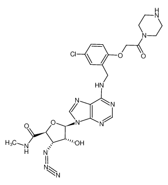 331728-58-6 (2S,3S,4R,5R)3-azido-5-{6-[5-chloro-2-(2-oxo-2-piperazin-1-yl-ethoxy)-benzylamino]-purin-9-yl}-4-hydroxy-tetrahydro-furan-2-carboxylic acid methylamide