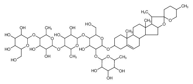 94898-69-8 β-D-Glucopyranoside, (3β,25R)-spirost-5-en-3-yl O-6-deoxy-α-L-mannopyranosyl-(1→2)-O-[O-β-D-glucopyranosyl-(1→4)-O-6-deoxy-α-L-mannopyranosyl-(1→4)-6-deoxy-α-L-mannopyranosyl-(1→4)]-