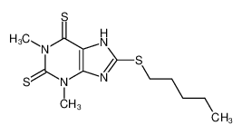 1,3-dimethyl-8-pentylsulfanyl-3,7(9)-dihydro-purine-2,6-dithione 6466-21-3