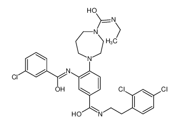 4-(2-[(3-Chlorobenzoyl)amino]-4-{[2-(2,4-dichlorophenyl)ethyl]car bamoyl}phenyl)-N-ethyl-1,4-diazepane-1-carboxamide 870998-13-3