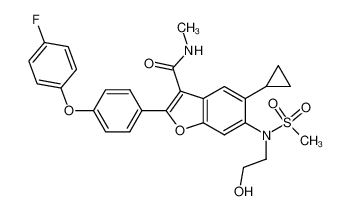 5-cyclopropyl-2-[4-(4-fluoro-phenoxy)-phenyl]-6-[(2-hydroxy-ethyl)-methanesulfonyl-amino]-benzofuran-3-carboxylic acid methylamide 1179985-50-2