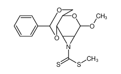 methyl 2-methoxy-6-phenyl-1a,2,3a,4,7a,7b-hexahydro-[1,3]dioxino[4,5]pyrano[1,2-b]azirine-1-carbodithioate 7147-13-9