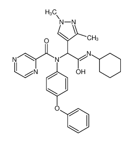 N-[2-(Cyclohexylamino)-1-(1,3-dimethyl-1H-pyrazol-4-yl)-2-oxoethy l]-N-(4-phenoxyphenyl)-2-pyrazinecarboxamide 478341-98-9